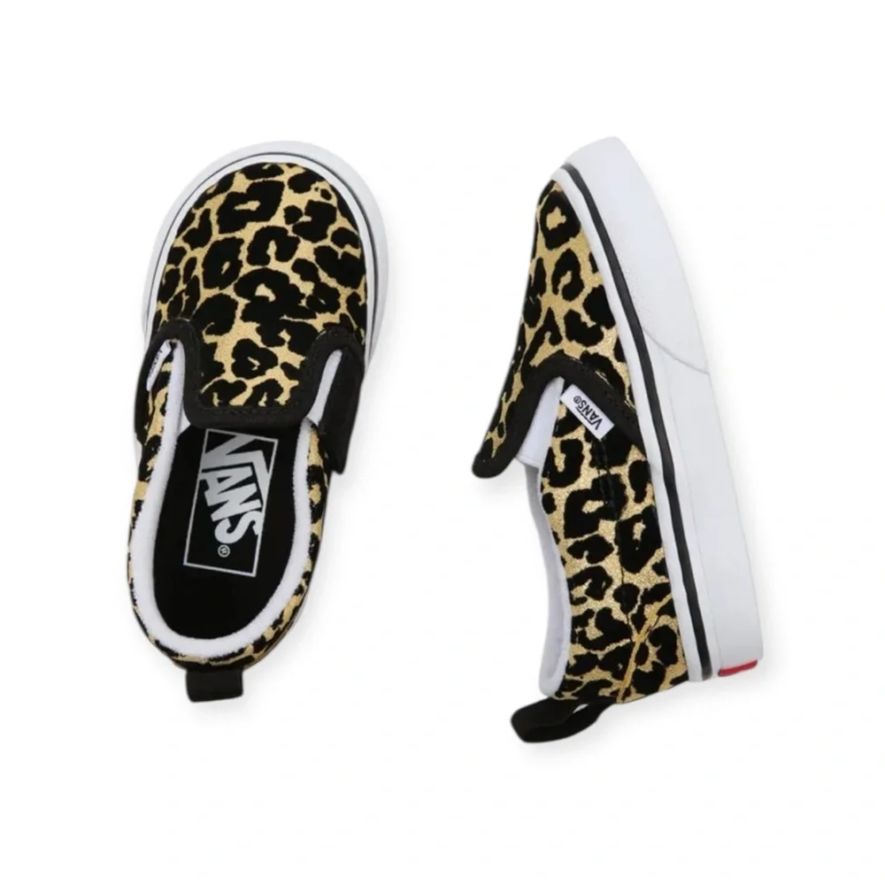 Vans ✌︎︎ Leopard Print Slip On Baby Walker Skater Sneaker ✌︎︎ Black Gold ✌︎︎ 4